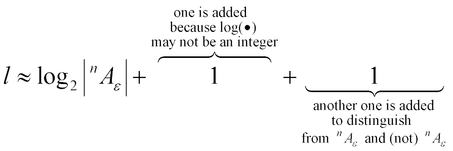 1 is added because log(*) may not be an integer while the second 1 is added to distinguish from sup n A sub epsilon and (not) sup n A sub epsilon