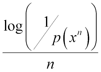 log (1 over p(x sup n)) over n