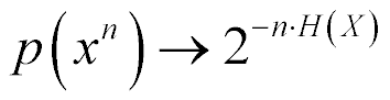 p(x sup n) tends to 2 index (-n times H(X))