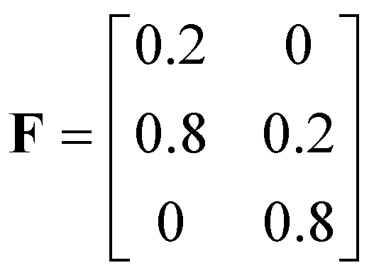 F = [0.2, 0; 0.8, 0.2; 0 0.8]