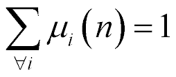 for all i, sum of mu sub i is equal to 1 