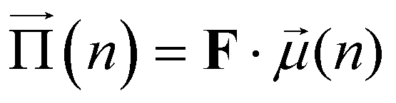 vector Capital Pi at n is equal to matrix F times vector mu at n